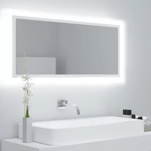 vidaXL Lustro łazienkowe z LED, białe, 100x8,5x37 cm, płyta wiórowa - Lustra - miniaturka - grafika 1