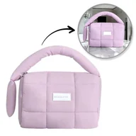 Biżuteria - akcesoria - Kosmetyczka damska pikowana kuferek z rączką 18,5 x 12,5 x 13 cm KS140FIO - miniaturka - grafika 1