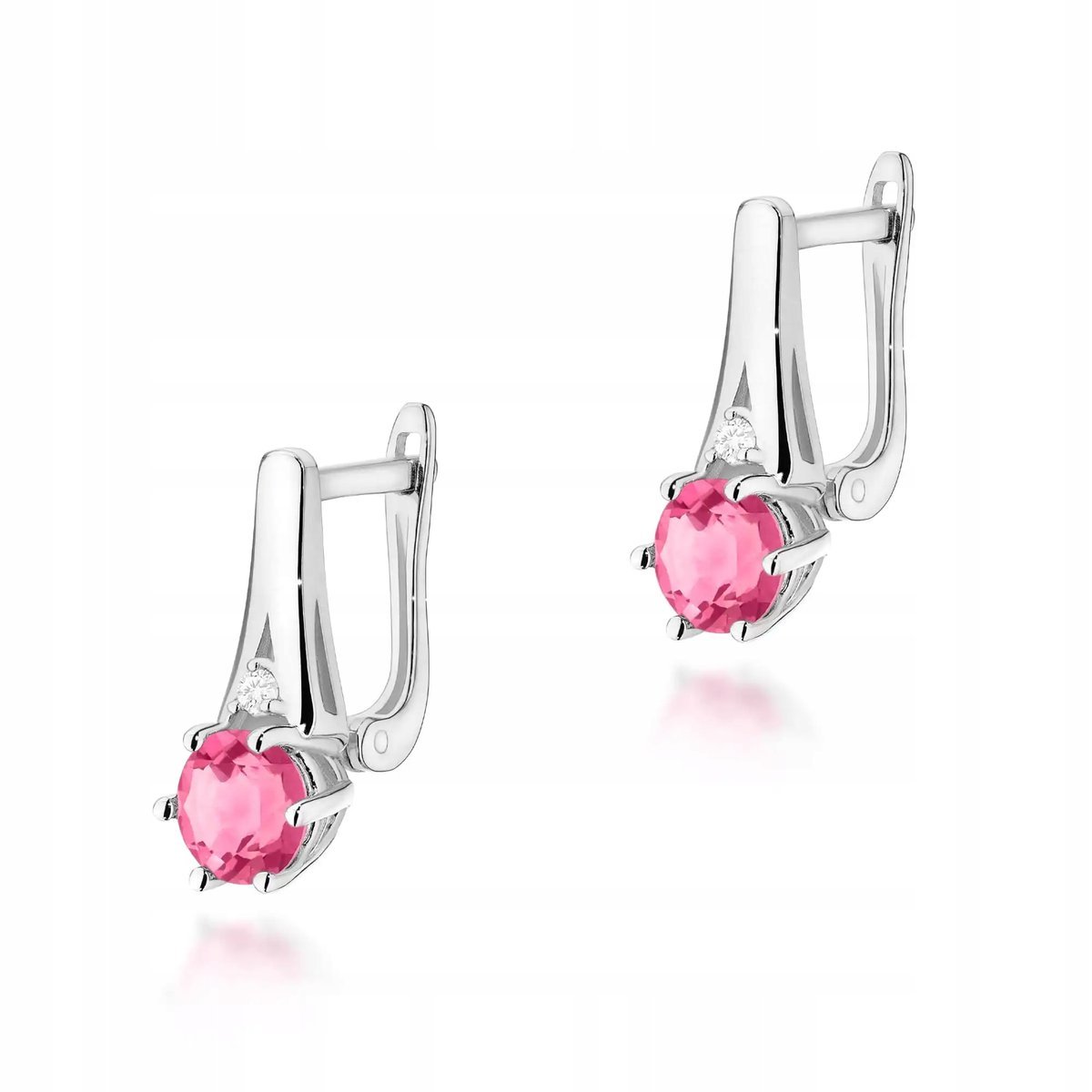 Kolczyki złote 585 z różowego topazu białe złoto eleganckie efektowne 14kt