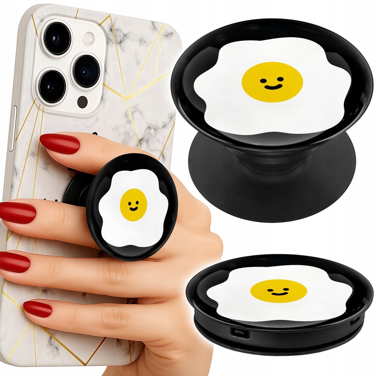 Uchwyt do telefonu Popsocket na palce/stojak WESOŁE JAJKO ZADZONE