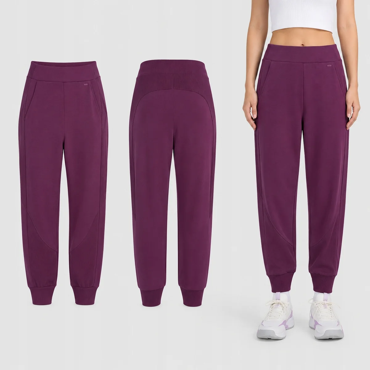 SPODNIE DAMSKIE DRESOWE 4F JOGGERY SPORTOWE Z MODALEM XXL F1410 SS26 czerwone bez wzoru średni stan do ćwiczeń i na co dzień