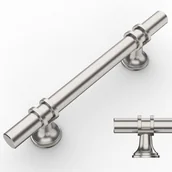 Zawiasy, okucia i inne akcesoria - 10 sztuk uchwytów do szafek kuchennych ze szczotkowanego niklu, 96 mm, stop aluminium, uchwyty meblowe ze śrubami, do szuflad, szafek i kredensów - miniaturka - grafika 1