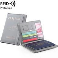 Portfele - INF Etui na paszport i portfel podróżny z blokadą RFID Szary - miniaturka - grafika 1