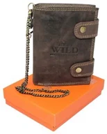 Portfele - Portfel Męski Skórzany WILD Skóra Naturalna Duży Pionowy Z Dwoma Zapięciami Na Nap 8953 BRĄZOWY 13,5 x 10 x 2 [cm] - miniaturka - grafika 1