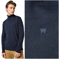 Swetry męskie - Wrangler TURTLENECK Dark Navy granatowy golf z dodatkiem wełny REGULAR 3XL - miniaturka - grafika 1