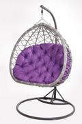 Poduszki ogrodowe - Poduszka na fotel wiszący typu kokon 100x110cm. (cena nie obejmuje mebla!) / wodoodporne poduszki ogrodowe, kolor ciemny fiolet - miniaturka - grafika 1