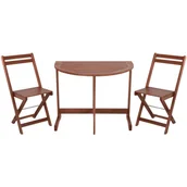 Fotele i krzesła ogrodowe - ProGarden Zestaw mebli ogrodowych z drewna akacjowego ustawny półokrągły stół składany z dwoma krzesłami | VT2200290 - miniaturka - grafika 1