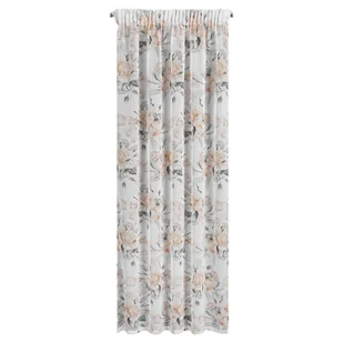 Zasłona 140x270 Ellie z motywem kwiatowym kremowa gotowa na taśmie Z10 - Zasłony - miniaturka - grafika 1