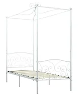 Łóżka - Białe metalowe łóżko z baldachimem 100x200 cm K9-K89 - miniaturka - grafika 1