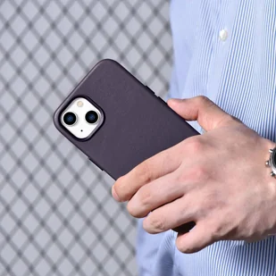 iCarer Case Leather pokrowiec etui z naturalnej skóry do iPhone 14 Plus ciemnofioletowy (kompatybilne z MagSafe) - Etui i futerały do telefonów - miniaturka - grafika 20