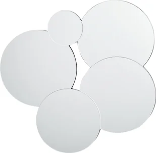 BELIANI Okrągłe lustro ścienne srebrne szkło i MDF 80 x 82 cm okręgi bez ramki - Lustra - miniaturka - grafika 1
