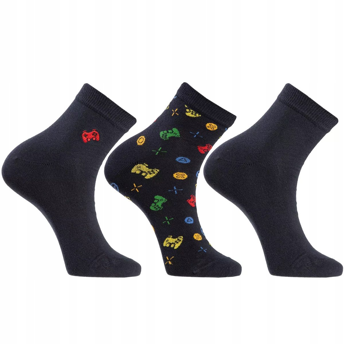 3X SKARPETKI MĘSKIE BAWEŁNIANE DO KOSTKI MOTYW GIER WYGODNE MORAJ 43-45