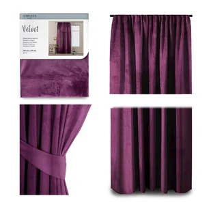 AmeliaHome Zasłona Velvet na taśmie 140X245 1szt. Śliwkowy - Zasłony - miniaturka - grafika 1