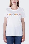 Koszulki sportowe damskie - Koszulka damska bawełniana Carhartt Lightweight Multi Color Logo WHT biały - miniaturka - grafika 1