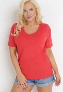 Czerwony T-shirt Genilin - Koszulki i topy damskie - miniaturka - grafika 1