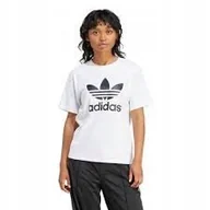 Koszulki i topy damskie - ADIDAS BIAŁY T SHIRT Z CZARNYM LOGO Z OKRĄGŁYM DEKOLTEM L I_A - miniaturka - grafika 1
