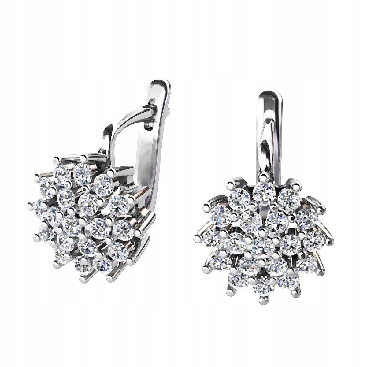 Kolczyki Rodowane Srebro pr. 925 Eleganckie Kwiaty z Cyrkoniami dla Niej