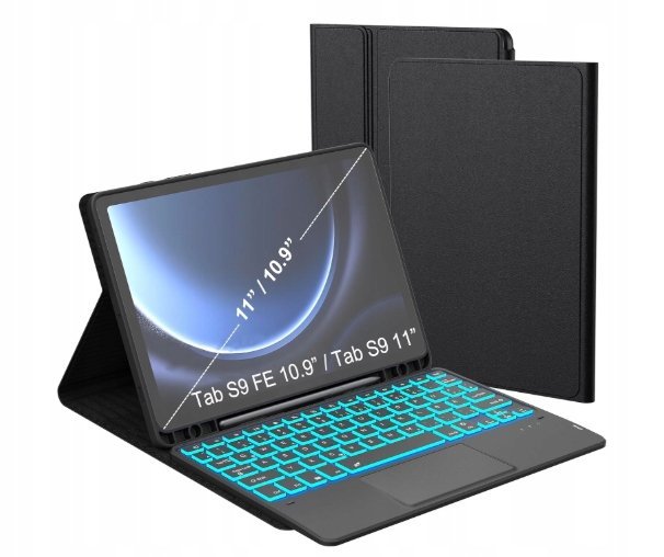 Pokrowiec ROOFEI z klawiaturą QWERTZ DE- Galaxy Tab S9 FE+/S9+ Plus CZARNY