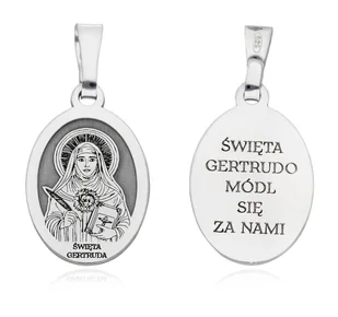 Srebrny medalik rodowany Św. Gertruda MDC095R - Wisiorki - miniaturka - grafika 1