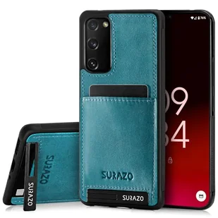 SURAZO Etui na telefon komórkowy Samsung Galaxy S20 FE 5G z prawdziwej skóry – odporne na uderzenia skórzane etui na telefon komórkowy z przegródką na karty, funkcją stojaka, breloczkiem do kluczy, - Etui i futerały do telefonów - miniaturka - grafika 1