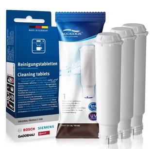 Zestaw Bosch, Filtr Aqualogis AL-TES46 3szt, Tabletki Odkamieniające - SIEMENS  311864 - 3szt - Akcesoria i części do ekspresów do kawy - miniaturka - grafika 1