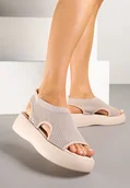 Sandały damskie - Beżowe Sandały na Platformie z Elastyczną Cholewką Nilitea - miniaturka - grafika 1