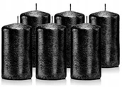 Świece - Świeczki ozdobne zestaw 6 świec walec 10/6 czarne - miniaturka - grafika 1