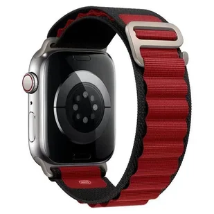 opaska pasek bransoleta NYLON PRO Apple Watch 1/2/3/4/5/6/7/8/9/10/Ultra 1/2/SE 42/44/45/46/49mm czarno czerwona - Akcesoria do smartwatchy - miniaturka - grafika 1