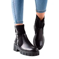 Botki damskie - Goodin Czarne workery Love - miniaturka - grafika 1