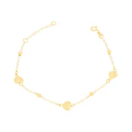 Bransoletki - Złota bransoletka celebrytka z serduszkami i gładkimi kulkami 16+3 cm pr. 585 - miniaturka - grafika 1