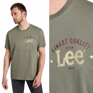 Lee BIG LOGO TEE Olive ZIELONY BAWEŁNIANY T-SHIRT KOSZULKA Z LOGO XXL - Koszulki męskie - miniaturka - grafika 1