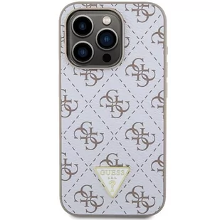 Etui Guess GUHCP15LPG4GPH Apple iPhone 15 Pro hardcase 4G Triangle Metal Logo biały/white - Etui i futerały do telefonów - miniaturka - grafika 4