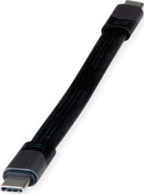 Adapter USB Roline Kabel ROLINE USB4 Gen3x2, Emark, płaski, C-C, męski/żeński, czarny, 15 cm