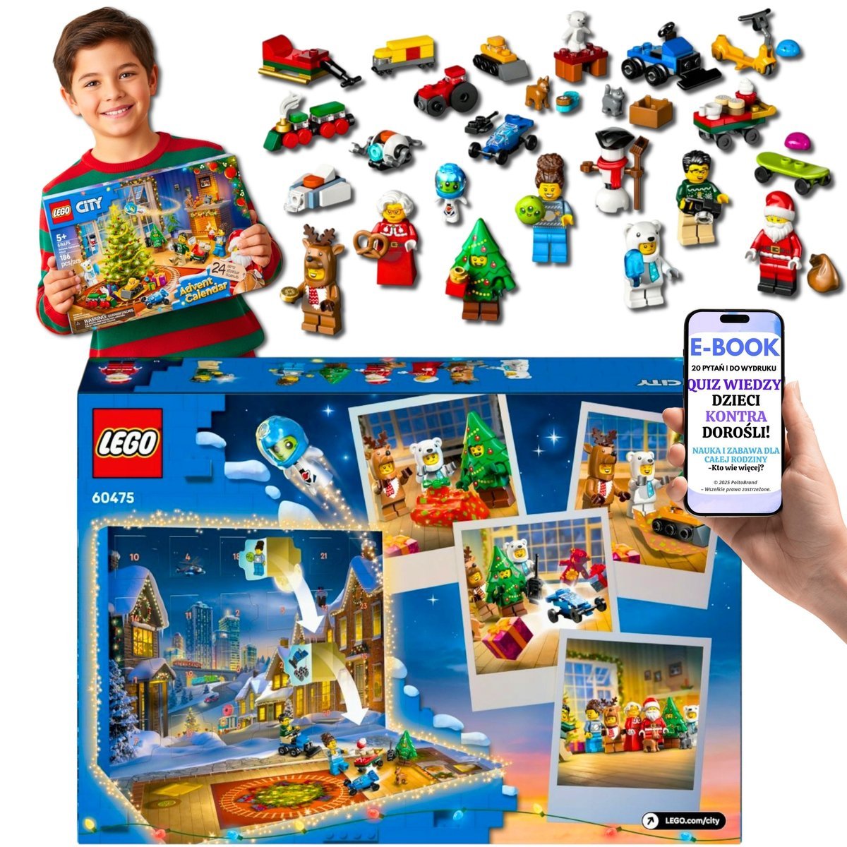 LEGO CITY Kalendarz Adwentowy 2025 Dla DZIECI 5+ Na Adwent Dla Chłopca Lego (60475) + EBOOK-2