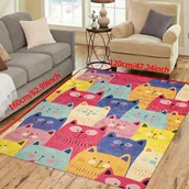 Inne - 1 szt. Uroczy dywanik z motywem kota z kreskówek, hippie, gruby dywanik gąbkowy, duży dywanik, dywanik do sofy i stolika kawowego, miękki dywanik do - miniaturka - grafika 1