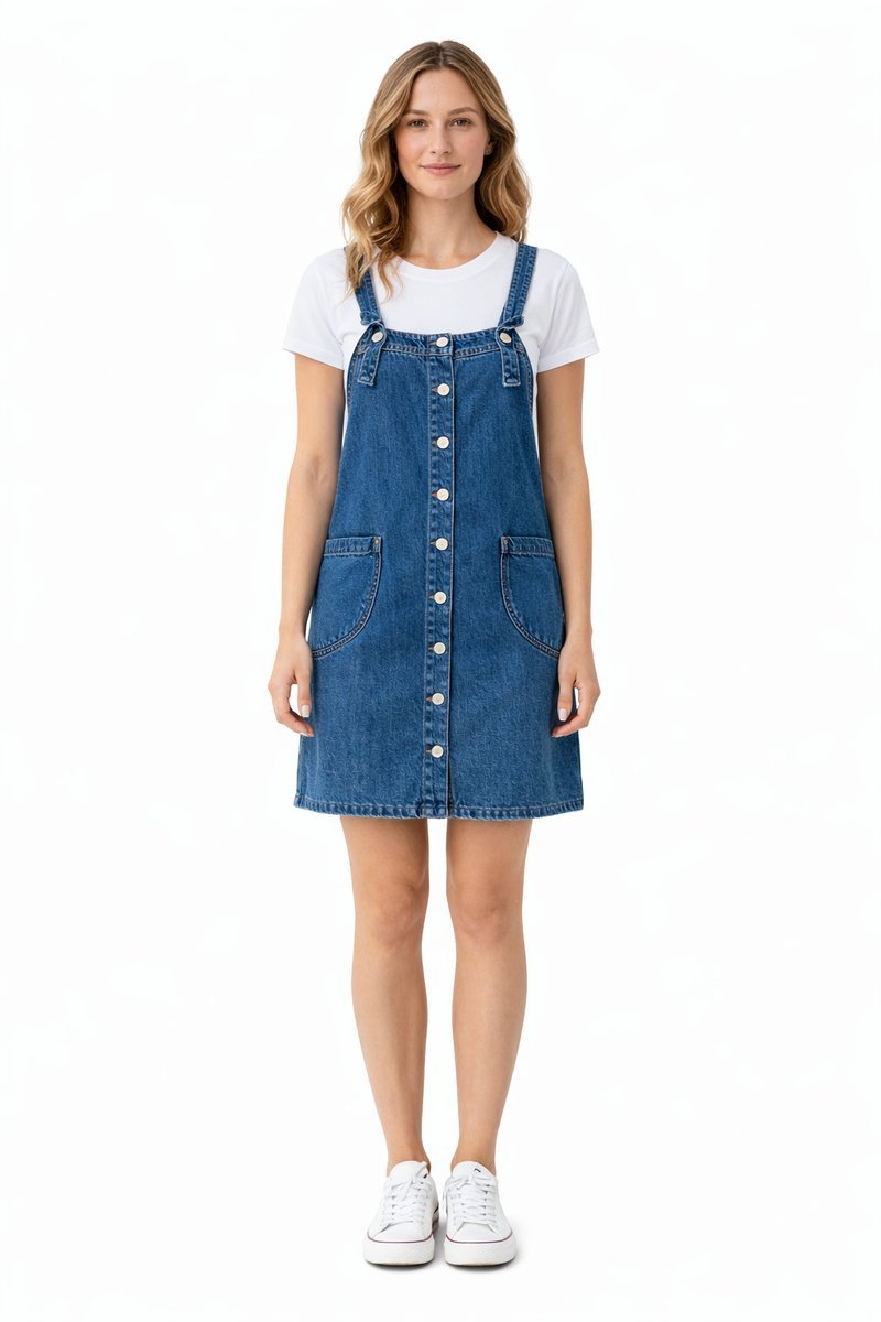 MANGO JEANSOWA SUKIENKA OGRODNICZKA Z GUZIKAMI I KIESZENIAMI XS I3A