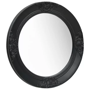 vidaXL Lustro ścienne w stylu barokowym, 50 cm, czarne - Lustra - miniaturka - grafika 1