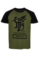 Koszulki męskie - Superdry Koszulka męska z nadrukiem, Thrift Olive Marl/Black, M - miniaturka - grafika 1