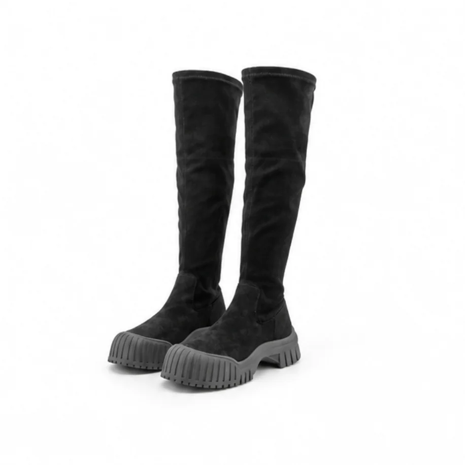 Damskie kozaki czarne z wysoką cholewką i zamkiem 40