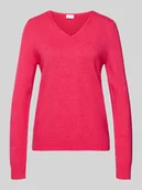 Swetry damskie - Bluzka z długim rękawem o kroju regular fit z wiskozy z efektem dzianiny model ‘Viril’ - miniaturka - grafika 1