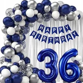 Balony i akcesoria - BALONY SREBRNE GRANATOWE GIRLANDA BALONOWA 1-99 DOWOLNE URODZINY ŚCIANKA - miniaturka - grafika 1