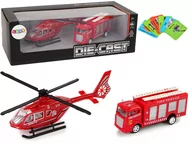 Samoloty i helikoptery - Zestaw Autek Straż Pożarna Naciąg Helikopter Czerwony - miniaturka - grafika 1