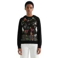 Bluzy damskie - Bluza damska Desigual Fauna z kapturem i haftami czarna-S - miniaturka - grafika 1