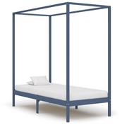 Łóżka - vidaXL Rama łóżka z baldachimem, szara, lita sosna, 90 x 200 cm - miniaturka - grafika 1