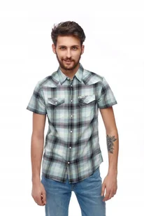 WRANGLER WESTERN SHIRT GREEN SPRAY W5J0ORXHR S - Koszule męskie - miniaturka - grafika 1