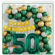 Balony i akcesoria - BALONY ZIELEŃ BUTELKOWA GIRLANDA BALONOWA ZESTAW 50 URODZINY ŚCIANKA - miniaturka - grafika 1