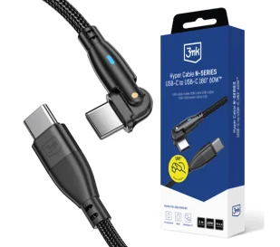 3mk Hyper Cable N-SERIES USB-C do USB-C 2m 20V/3 A 60W Czarny - Kable USB - miniaturka - grafika 1