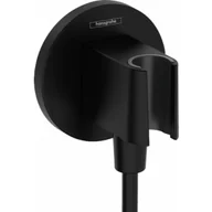Akcesoria do armatury i ceramiki - HANSGROHE 26888670 FixFit S przyłącze węża z uchwytem prysznicowym, czarny matowy - miniaturka - grafika 1