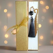 Zakładki do książek - Zakładka PREMIUM : agat czarny - kamień równowagi - miniaturka - grafika 1