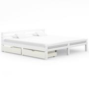 Łóżka - shumee Rama łóżka z 2 szufladami biała drewno sosnowe 180 x 200 cm - miniaturka - grafika 1